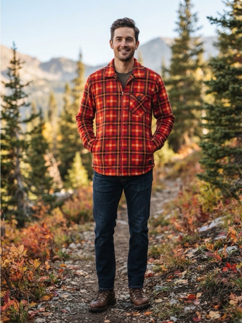 VTG 1946 Red Plaid Full-Zip Fleece Flannel Shirt Jacket (Medium/Large)